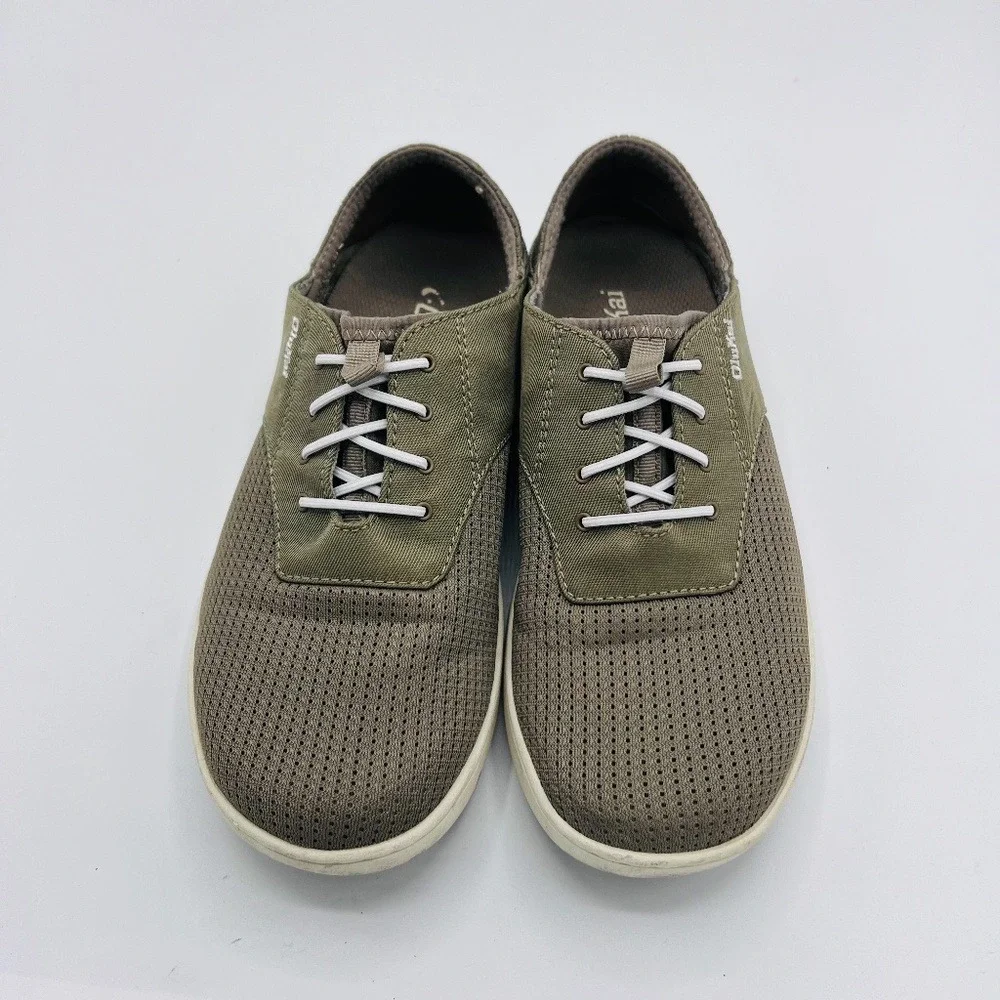 OluKai Men's Nohea Moku No Tie Boat Shoes Clay Tapa Size 40 MSRP $120